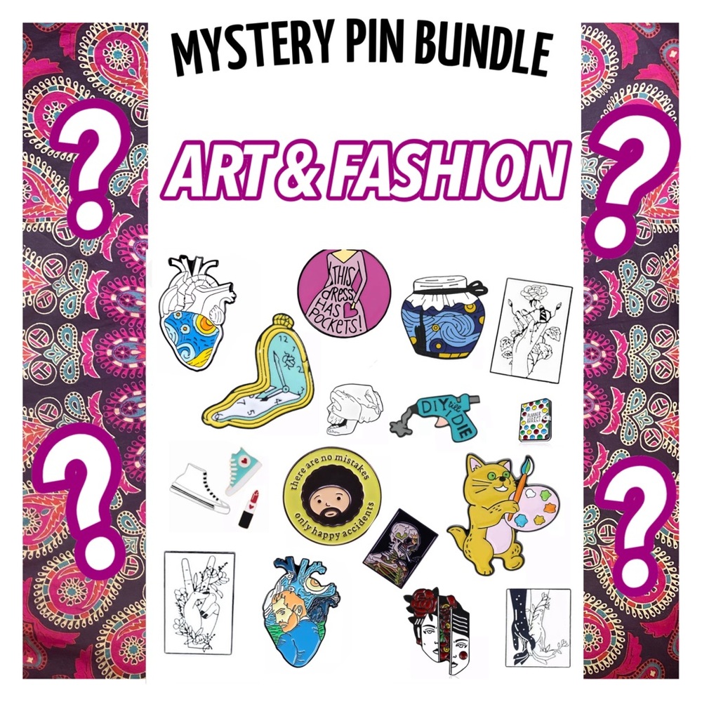 4 PINS MYSTERY ART & FASHION SET Artistic Design Pin Bundle Art History Surprise